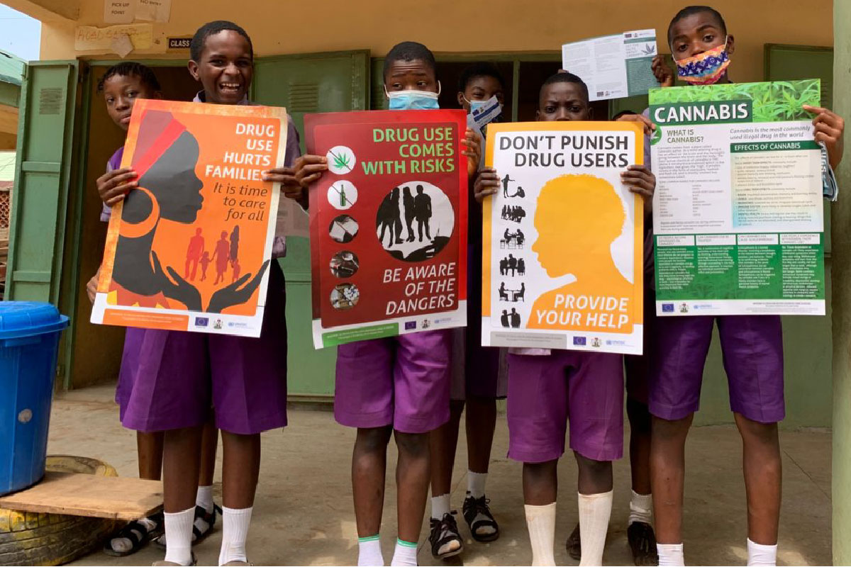 Volunteers at school outreach